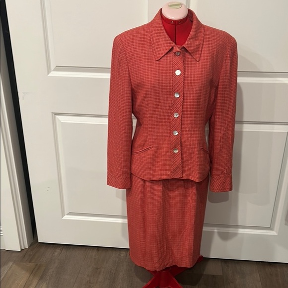 Jones New York Vintage Classic Red White Women's Skirt Suit Size 10 - Picture 1 of 16